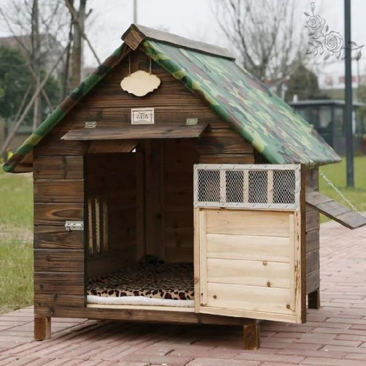 Pet Houses Products for Dogs Solic Wood Waterproof Windproof Sunshade Anti-corrosion Insect Proof Outdoor Warm Animal Dog House