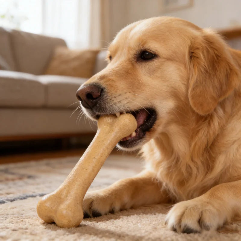 Dog Durable Beef Flavored Chew Toy, Bone Shaped Dog Interactive Play Toy, Teeth Clean Training Toy Pet Supplies