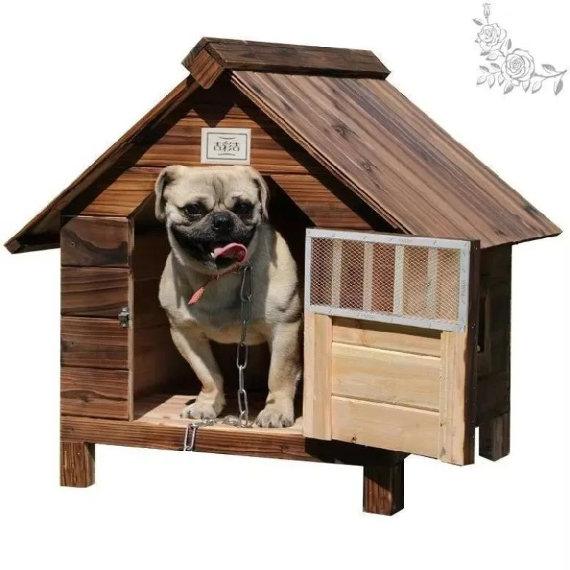 Pet Houses Products for Dogs Solic Wood Waterproof Windproof Sunshade Anti-corrosion Insect Proof Outdoor Warm Animal Dog House