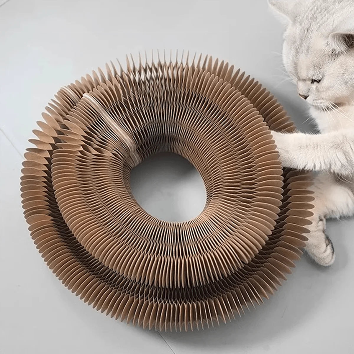 Foldable Cat Scratcher with Bell & Catnip - Multi-Level Cardboard Toy for Kittens, Durable Claw Sharpener