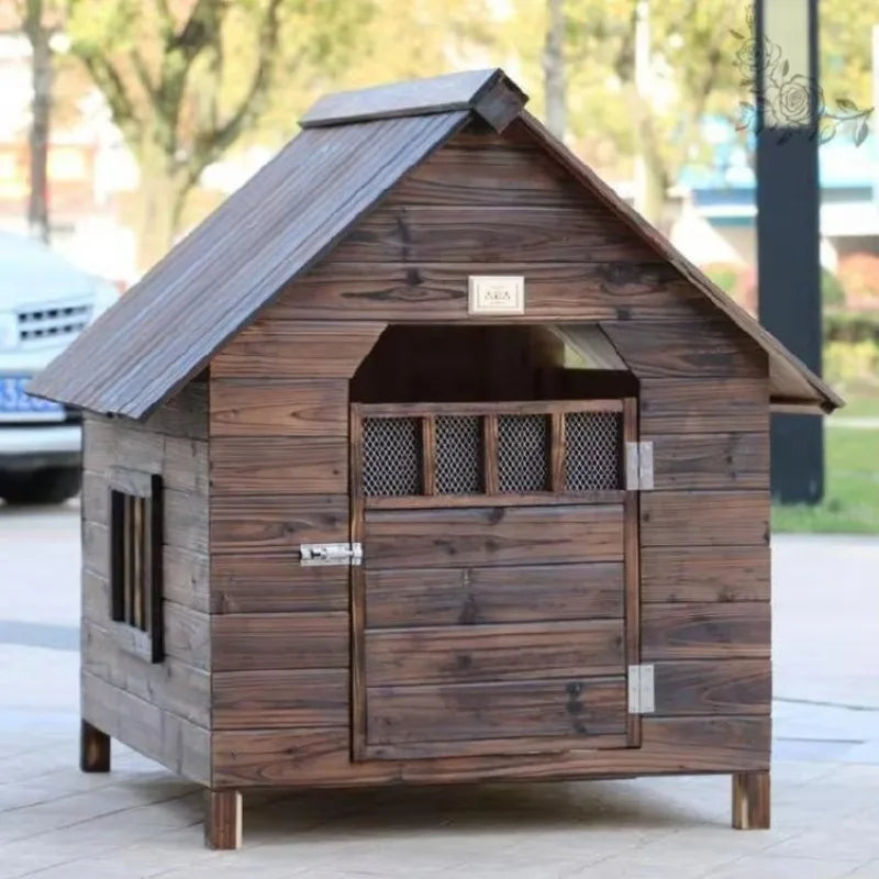 Pet Houses Products for Dogs Solic Wood Waterproof Windproof Sunshade Anti-corrosion Insect Proof Outdoor Warm Animal Dog House
