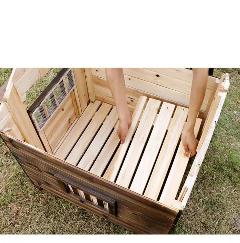 Pet Houses Products for Dogs Solic Wood Waterproof Windproof Sunshade Anti-corrosion Insect Proof Outdoor Warm Animal Dog House