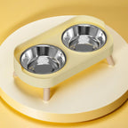 Dopamine Colorful Elevated Pet Feeder: Dual Stainless Steel Bowls with Neck Support - Fashion Food & Water Station for Pets