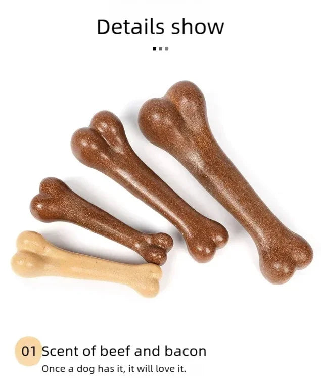 Dog Durable Beef Flavored Chew Toy, Bone Shaped Dog Interactive Play Toy, Teeth Clean Training Toy Pet Supplies