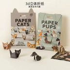 DIY Origami Paper Cats Dogs Dinosaurs Kit 50Pcs Fold Your Own Animal Craft Cute 3D Desk Decor Toy for Kids Adults Beginners Gift