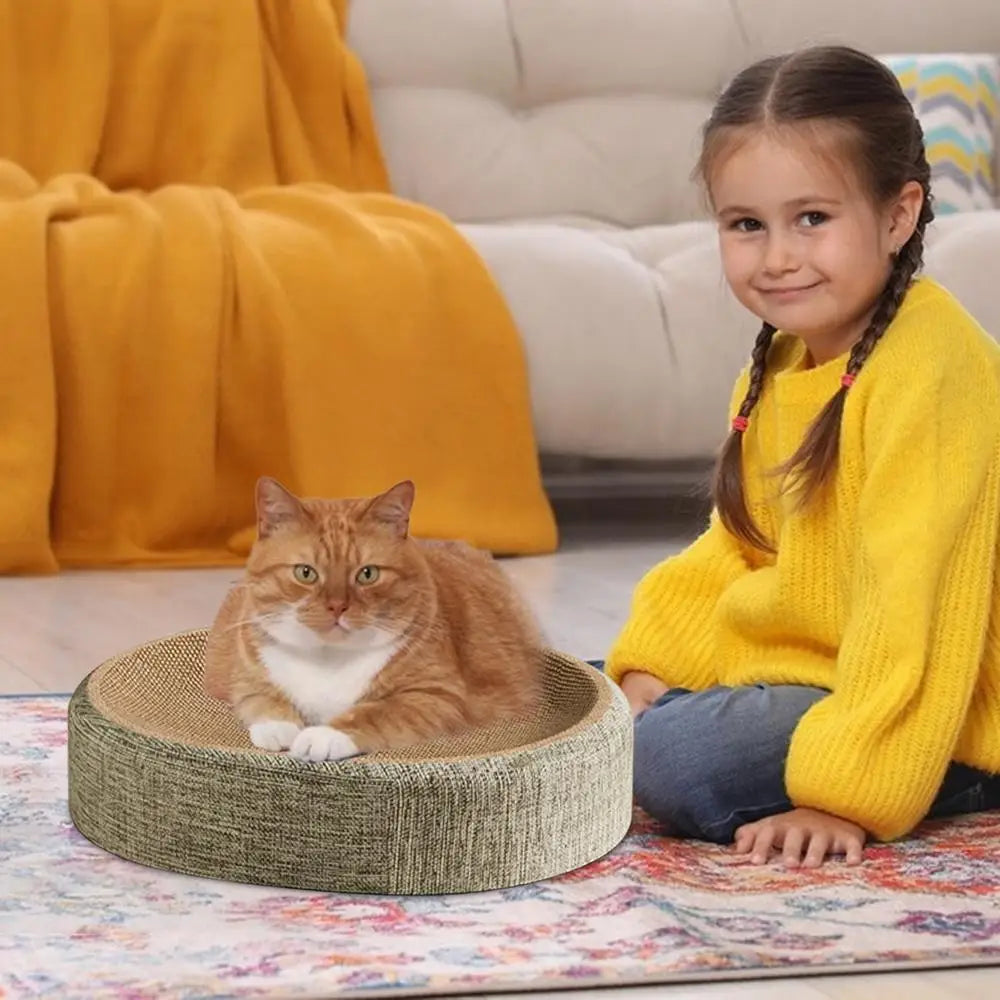 2in1 Cat Scratching Board Protect Furniture Grinding Claw Toys Oval Sisal weaving Wear-resistant Cat Nest Cat Accessories