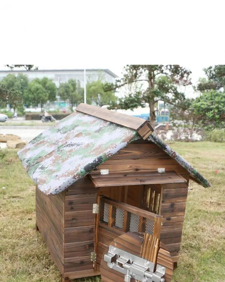 Pet Houses Products for Dogs Solic Wood Waterproof Windproof Sunshade Anti-corrosion Insect Proof Outdoor Warm Animal Dog House
