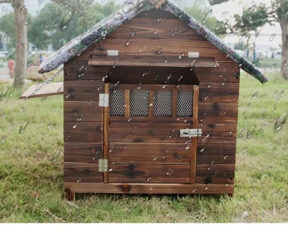 Pet Houses Products for Dogs Solic Wood Waterproof Windproof Sunshade Anti-corrosion Insect Proof Outdoor Warm Animal Dog House