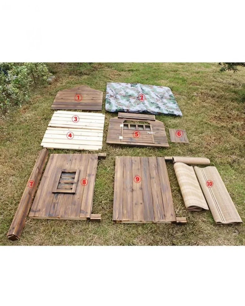 Pet Houses Products for Dogs Solic Wood Waterproof Windproof Sunshade Anti-corrosion Insect Proof Outdoor Warm Animal Dog House