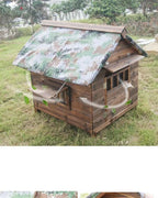 Pet Houses Products for Dogs Solic Wood Waterproof Windproof Sunshade Anti-corrosion Insect Proof Outdoor Warm Animal Dog House
