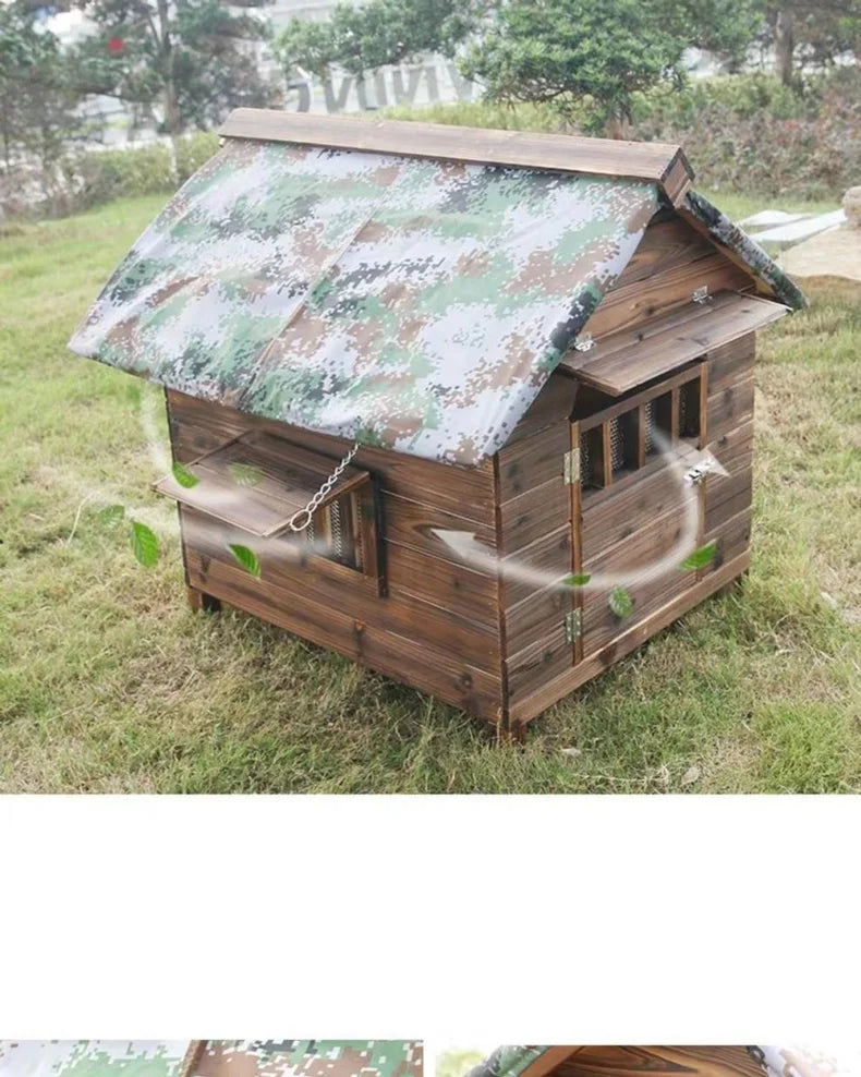 Pet Houses Products for Dogs Solic Wood Waterproof Windproof Sunshade Anti-corrosion Insect Proof Outdoor Warm Animal Dog House