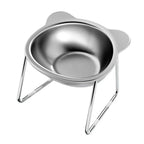 ‌304 Stainless Steel Raised Cat Bowl with 15° Elevated Design Tilted Neck Guard Healthy Feeding Shatterproof for Cats Puppies