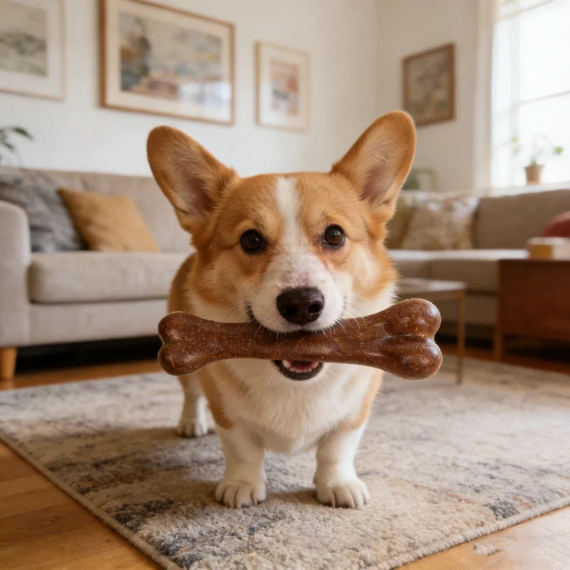 Dog Durable Beef Flavored Chew Toy, Bone Shaped Dog Interactive Play Toy, Teeth Clean Training Toy Pet Supplies