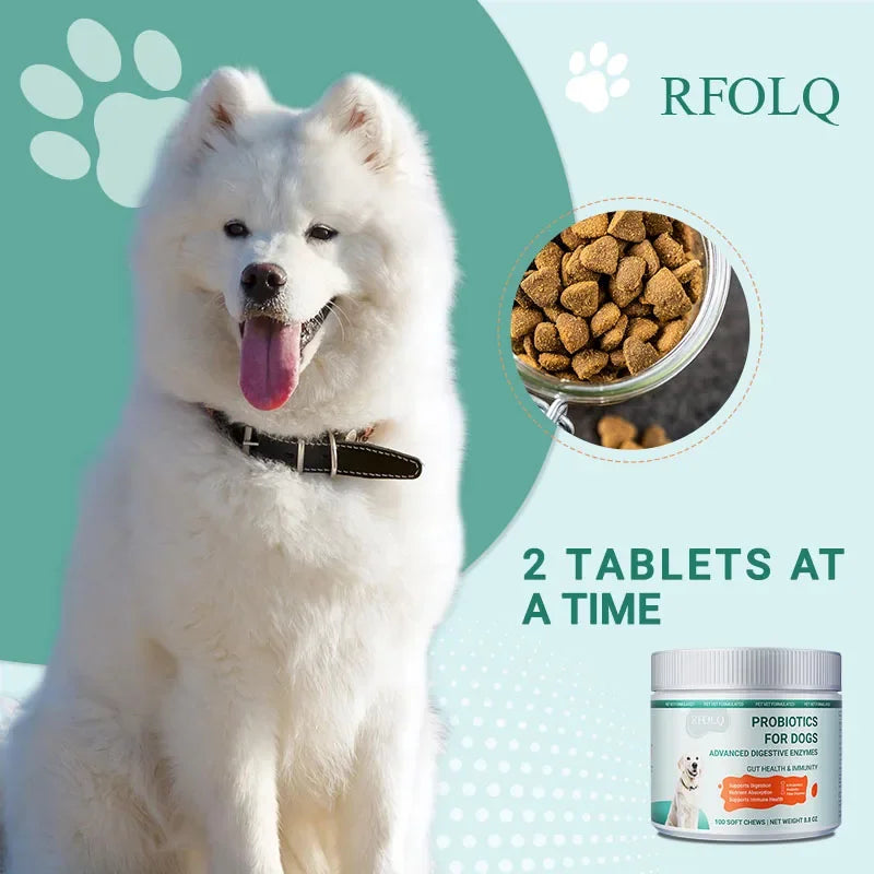 Probiotics for Dogs - Promotes Digestive Health, Relieves Diarrhea, Gas, Stomach Discomfort, Reduces Allergies and Itchy Skin